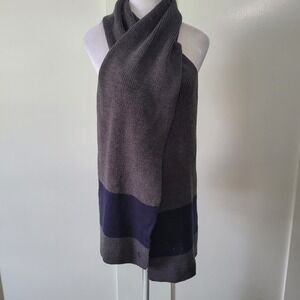 Polo Ralph Lauren Unisex 44" Navy Grey Knit Winter‎ Scarf Collegiate Winter Warm